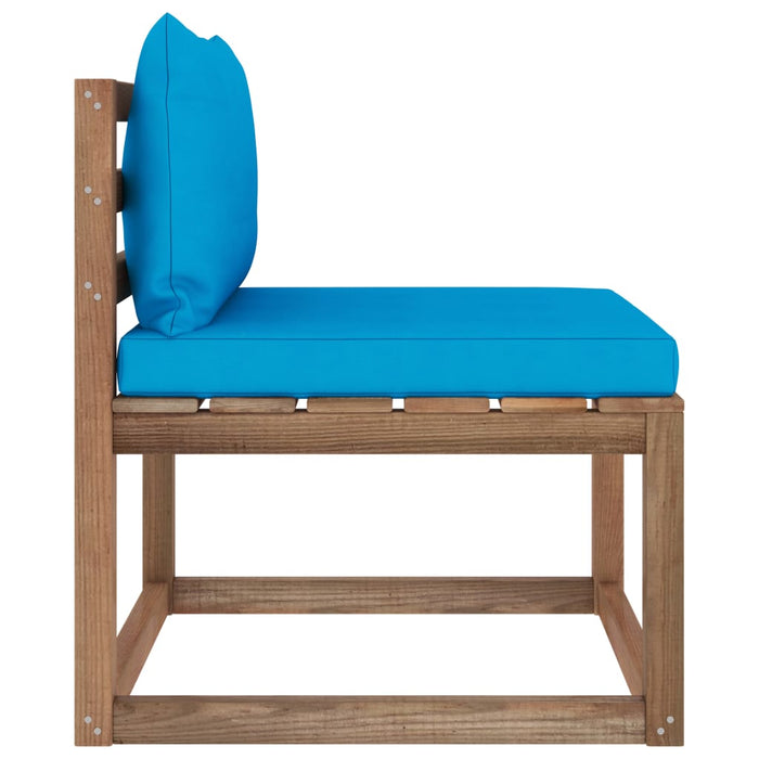 Outdoor-Mittelsofa Paletten mit Kissen in Blau