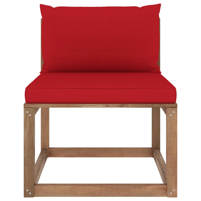 Outdoor-Mittelsofa Paletten mit Kissen in Rot