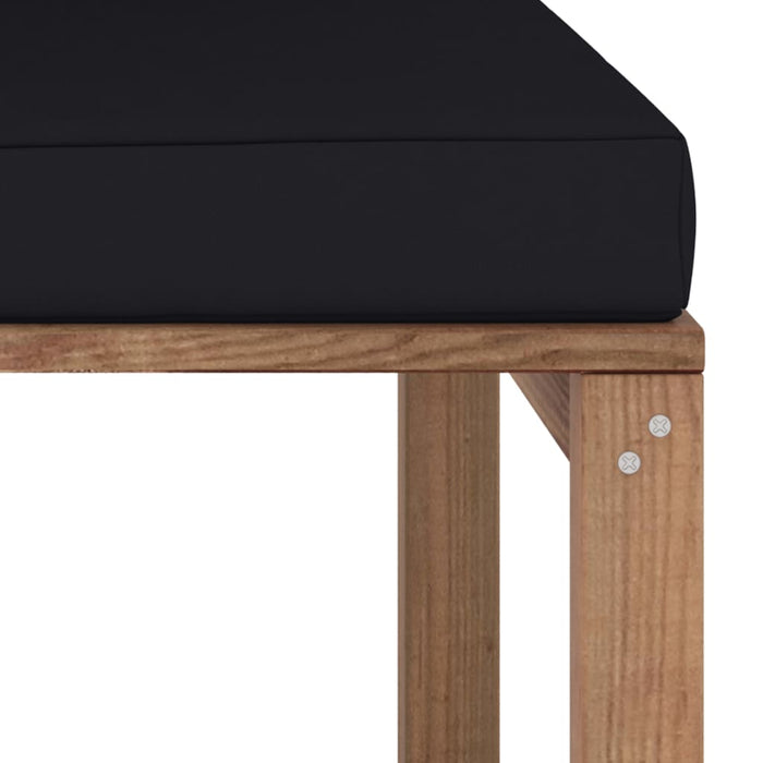 Outdoor-Mittelsofa Paletten mit Kissen in Schwarz