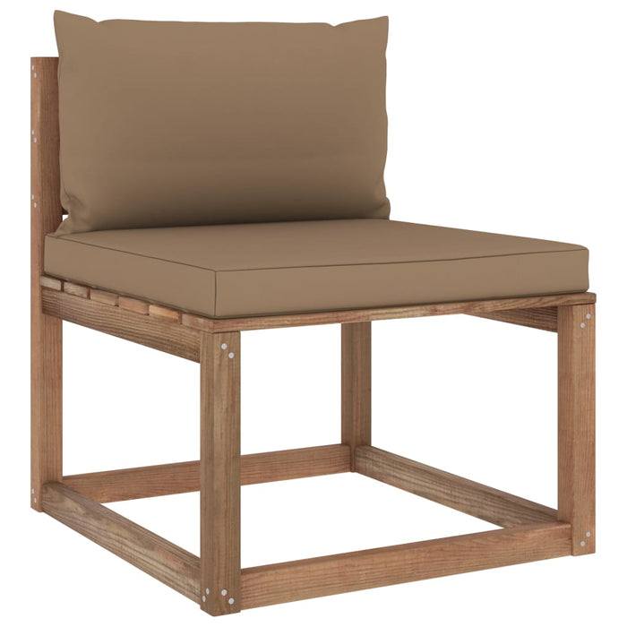 Outdoor-Mittelsofa Paletten mit Kissen in Taupe