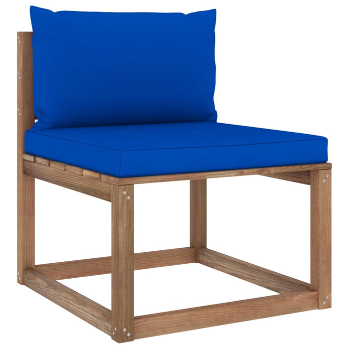 Outdoor-Mittelsofa Paletten mit Kissen in Blau
