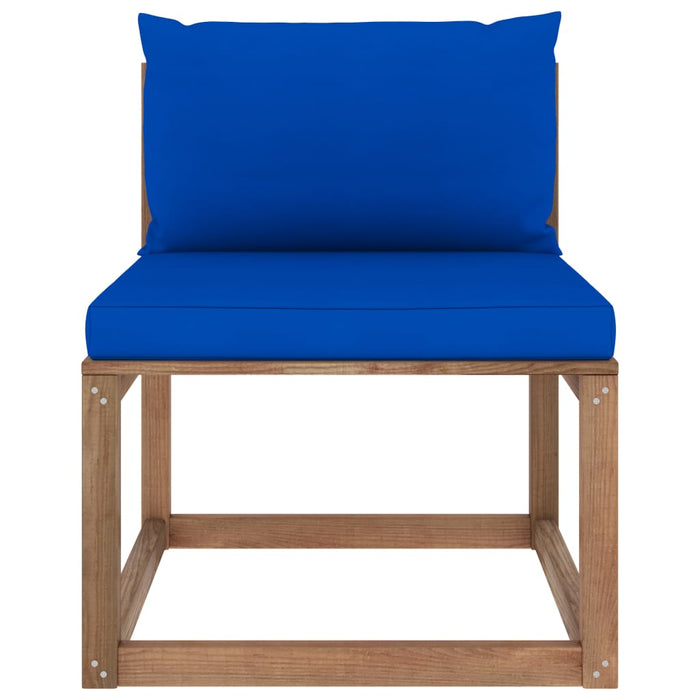 Outdoor-Mittelsofa Paletten mit Kissen in Blau