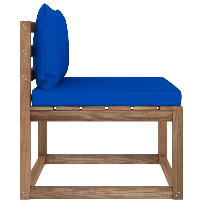 Outdoor-Mittelsofa Paletten mit Kissen in Blau
