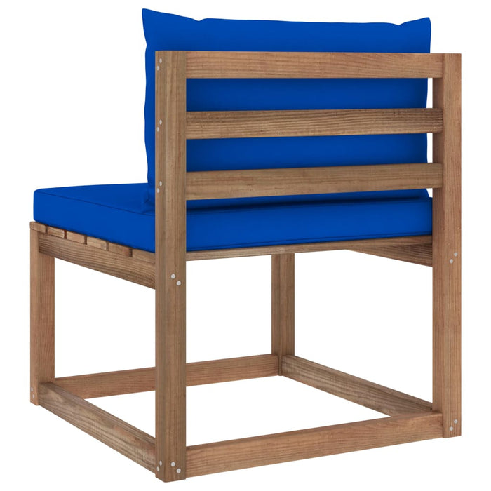 Outdoor-Mittelsofa Paletten mit Kissen in Blau