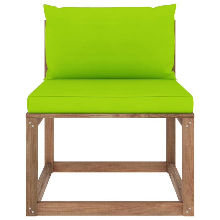 Pallet outdoor center sofa with cushions in light green