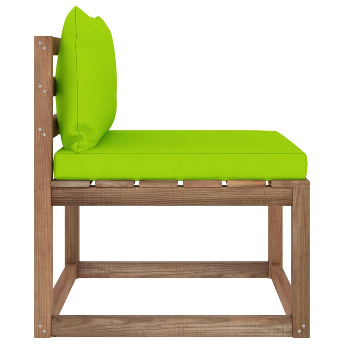 Pallet outdoor center sofa with cushions in light green