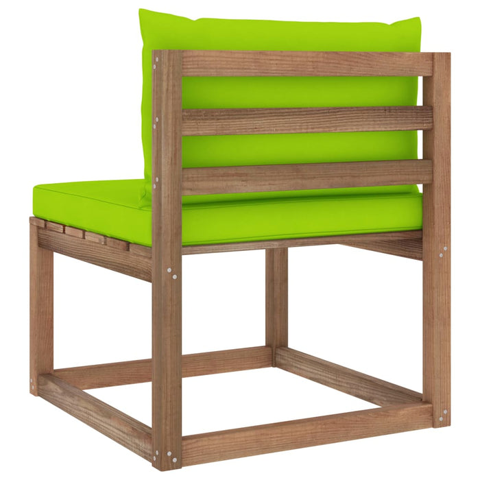 Outdoor-Mittelsofa Paletten mit Kissen in Hellgrün