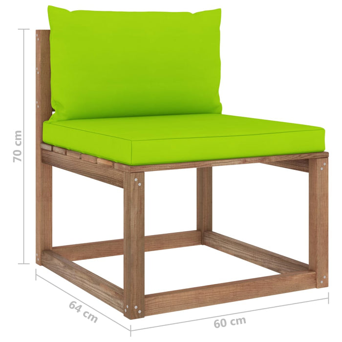Outdoor-Mittelsofa Paletten mit Kissen in Hellgrün
