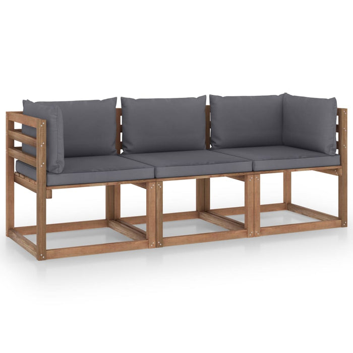 2-seater garden pallet sofa with cushions in anthracite