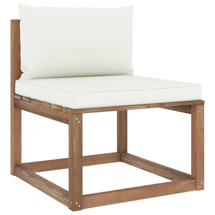 3-tlg. Garten-Lounge-Set aus Paletten mit Kissen Kiefernholz