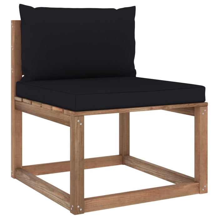 3-tlg. Garten-Lounge-Set aus Paletten mit Kissen Kiefernholz