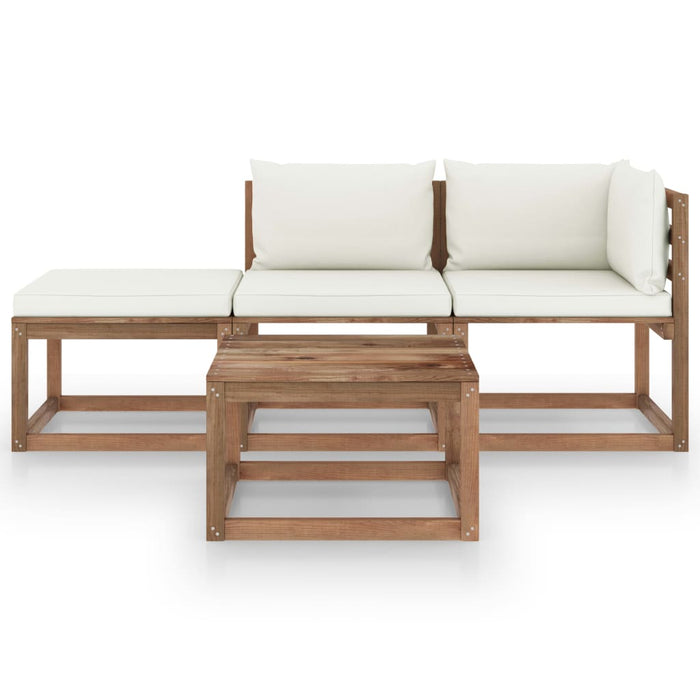 4-tlg. Garten-Lounge-Set aus Paletten mit Kissen Kiefernholz