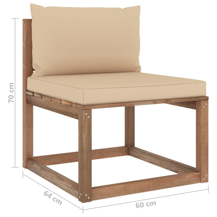4-tlg. Garten-Lounge-Set aus Paletten mit Kissen Kiefernholz