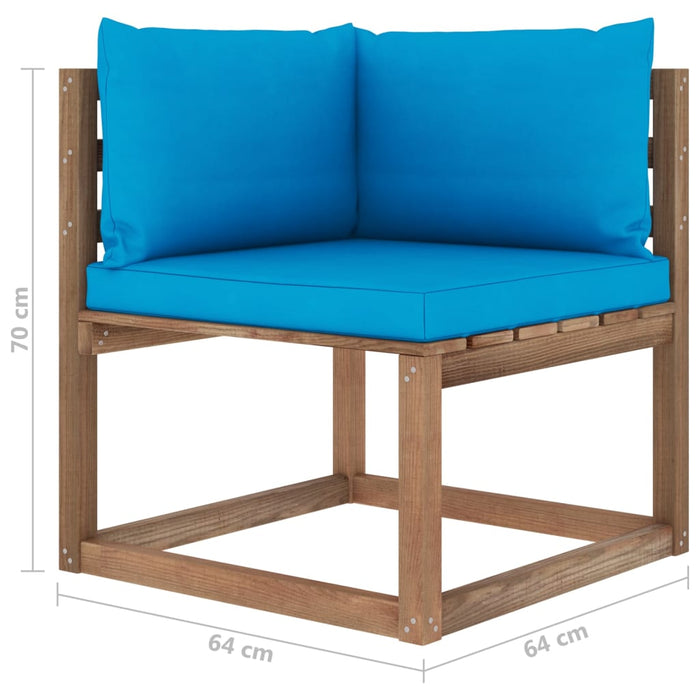 4-tlg. Garten-Lounge-Set aus Paletten mit Kissen Kiefernholz