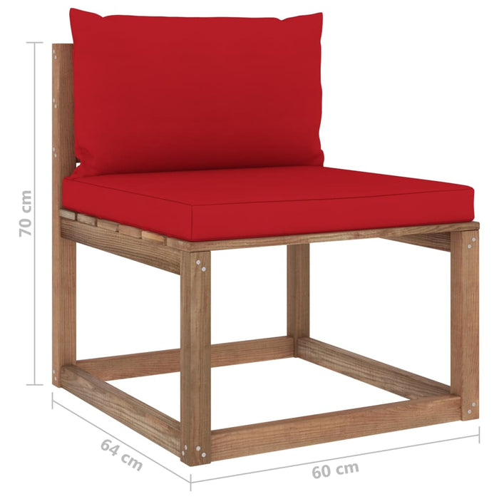 4-tlg. Garten-Lounge-Set aus Paletten mit Kissen Kiefernholz
