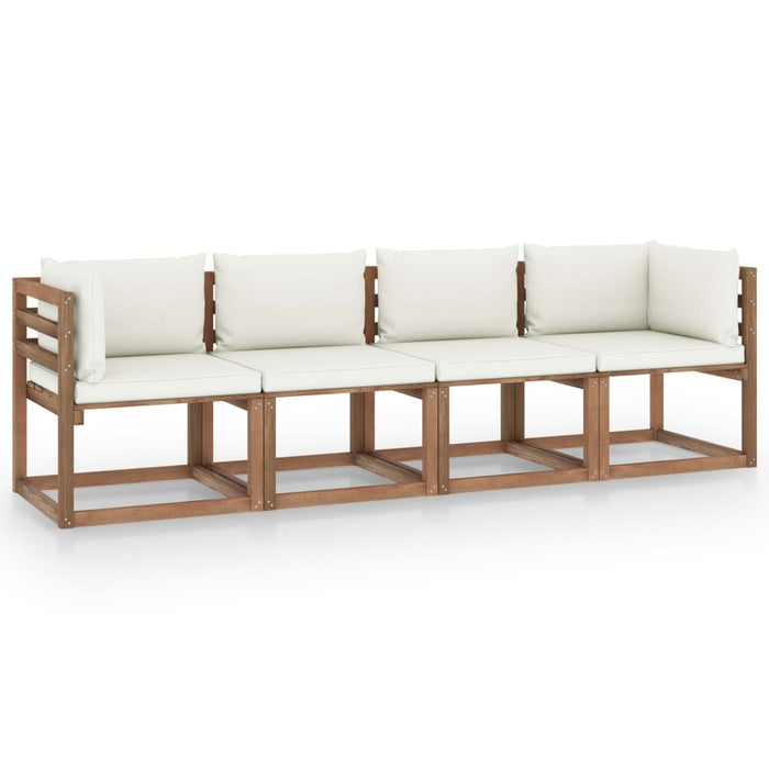 Garten-Palettensofa 4-Sitzer mit Kissen Kiefernholz