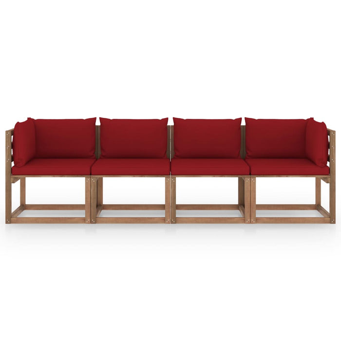 Garten-Palettensofa 4-Sitzer mit Kissen Kiefernholz