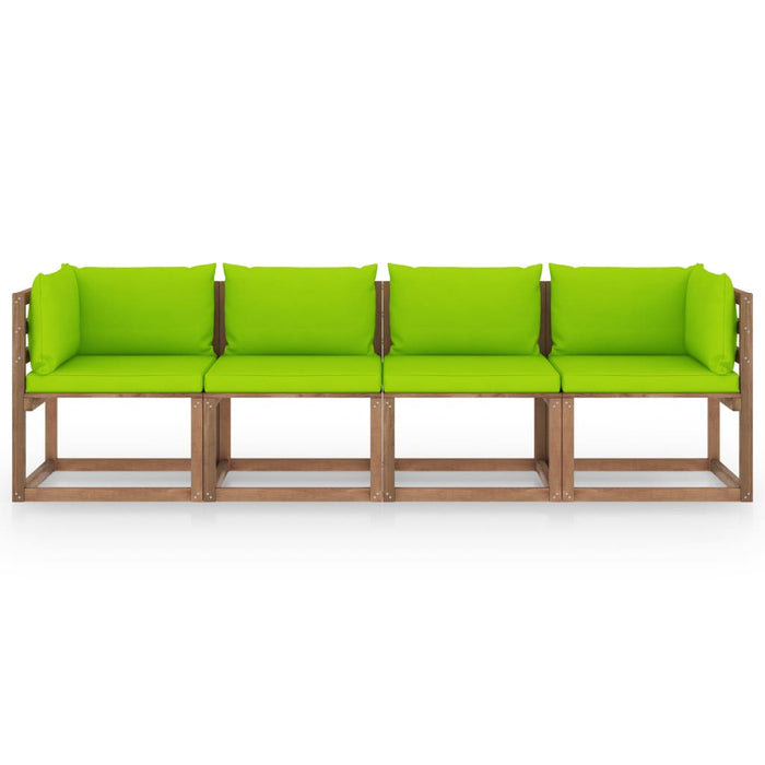 Garten-Palettensofa 4-Sitzer mit Kissen Kiefernholz