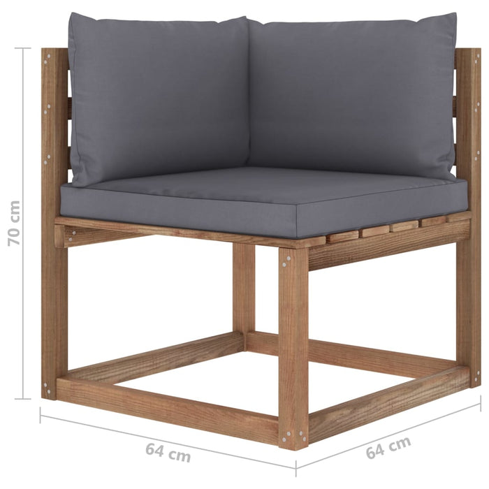 5-tlg. Garten-Lounge-Set aus Paletten mit Kissen Kiefernholz