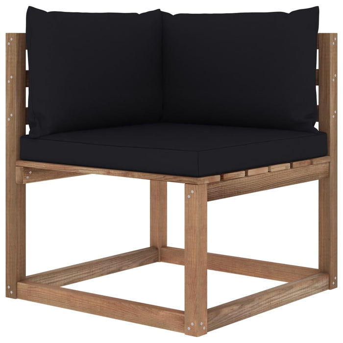 5-tlg. Garten-Lounge-Set aus Paletten mit Kissen Kiefernholz