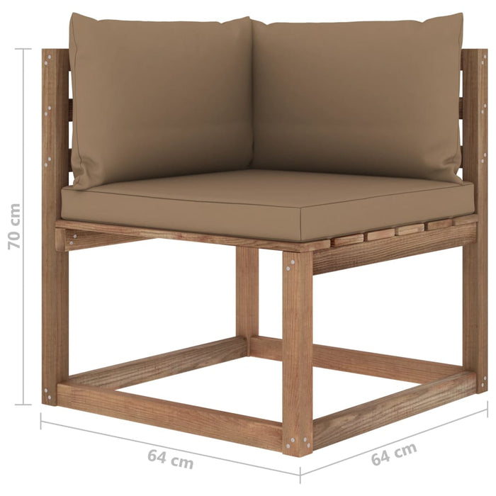 5-tlg. Garten-Lounge-Set aus Paletten mit Kissen Kiefernholz