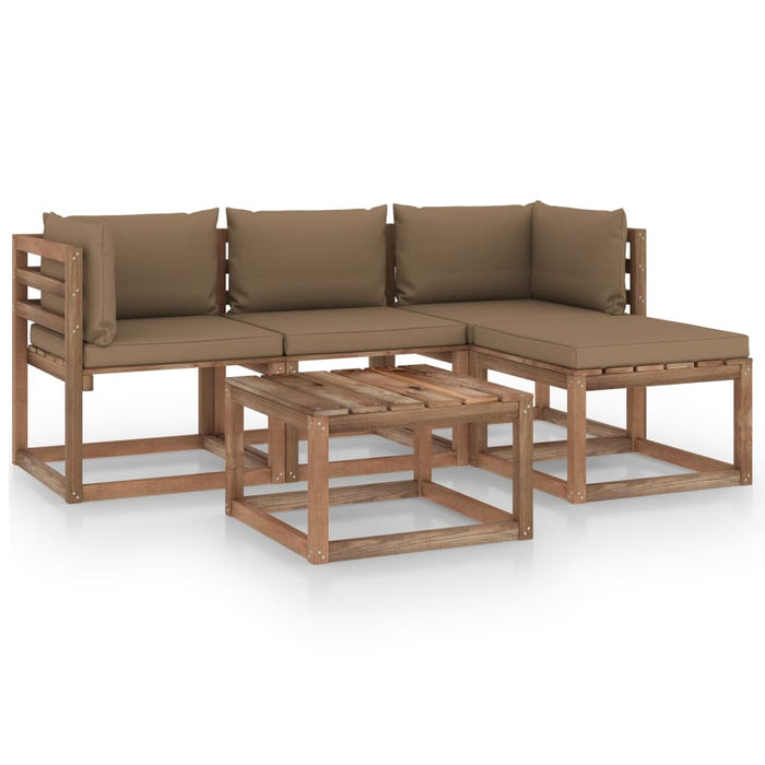 5-tlg. Garten-Lounge-Set mit Taupe Kissen