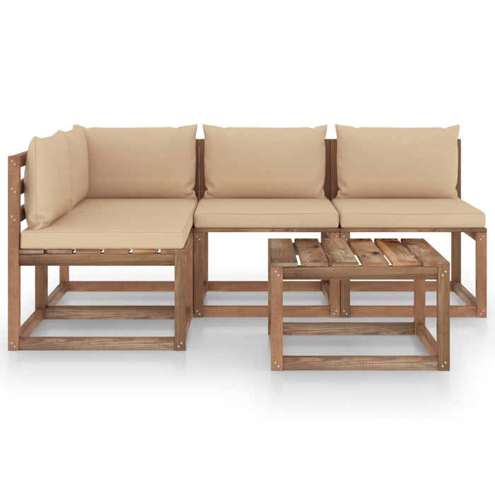 5-tlg. Garten-Lounge-Set mit Beige Kissen