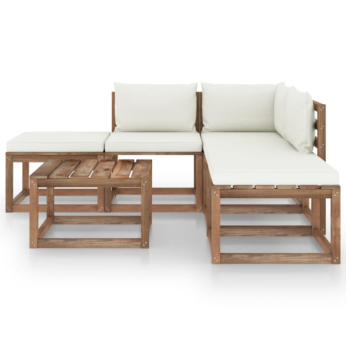 6-tlg. Garten-Lounge-Set mit Creme Kissen