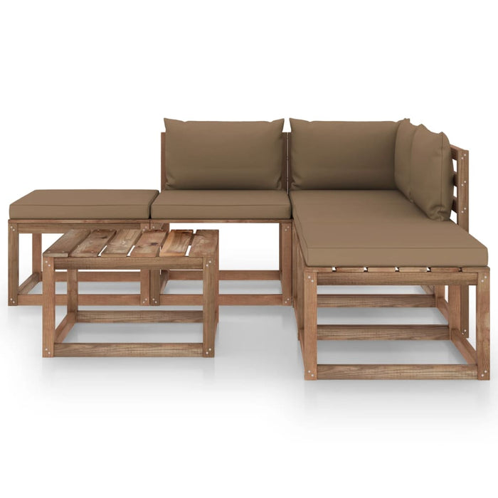 6-tlg. Garten-Lounge-Set mit Taupe Kissen