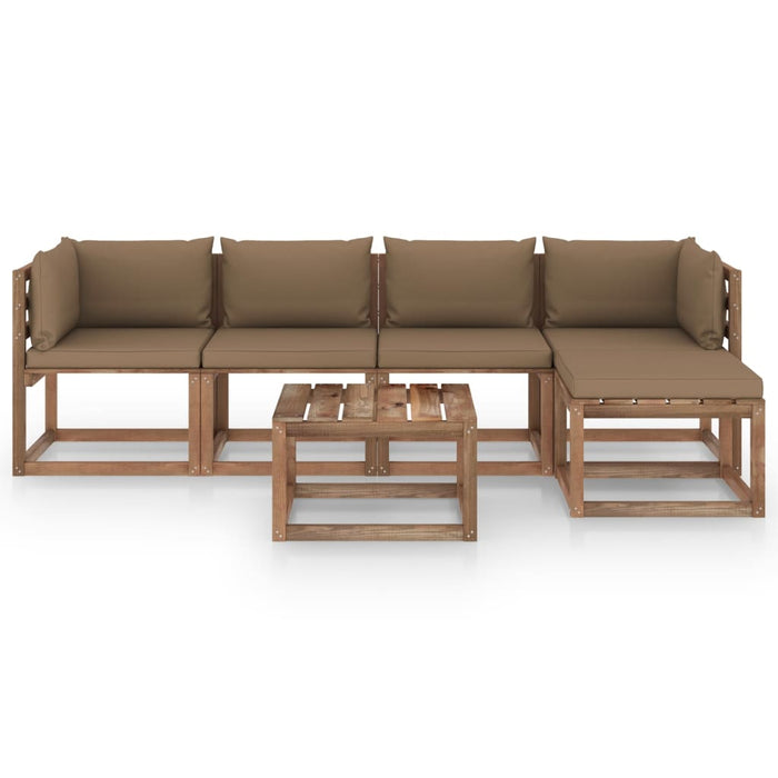 6-tlg. Garten-Lounge-Set mit Taupe Kissen