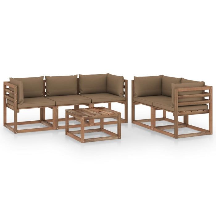 6-tlg. Garten-Lounge-Set mit Taupe Kissen