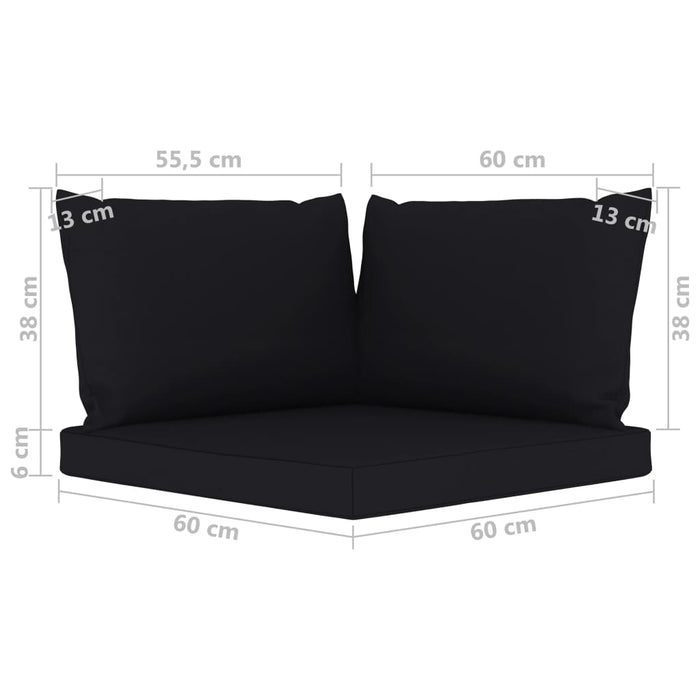 6-tlg. Garten-Lounge-Set mit Kissen in Schwarz Kiefernholz