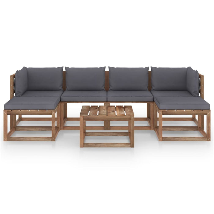 7-tlg. Garten-Lounge-Set aus Paletten mit Kissen Kiefernholz