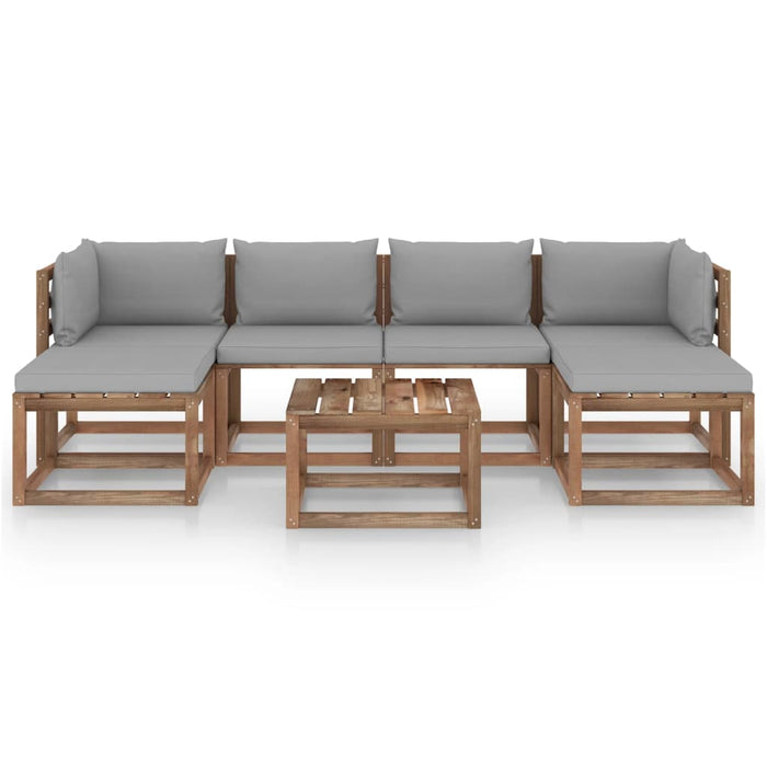 7-tlg. Garten-Lounge-Set aus Paletten mit Kissen Kiefernholz