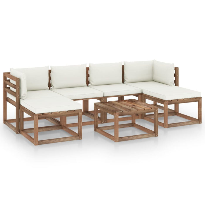 7-tlg. Garten-Lounge-Set aus Paletten mit Kissen Kiefernholz