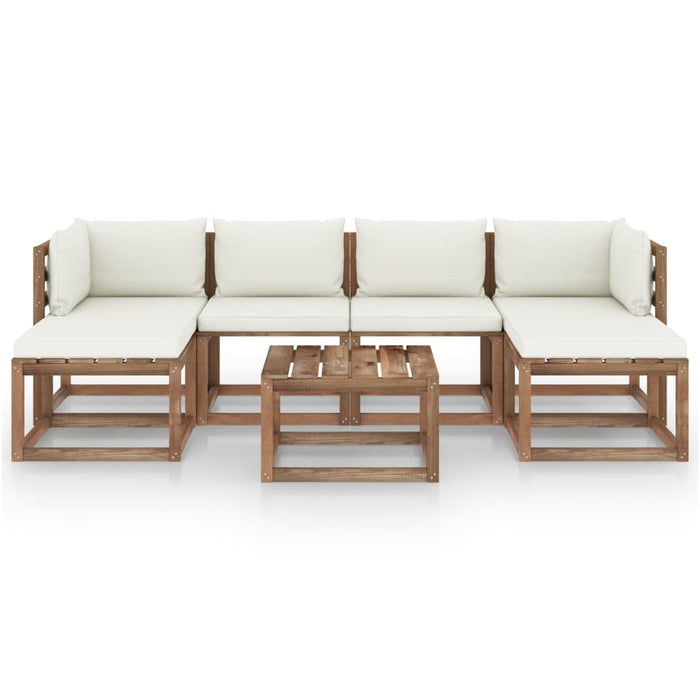 7-tlg. Garten-Lounge-Set aus Paletten mit Kissen Kiefernholz