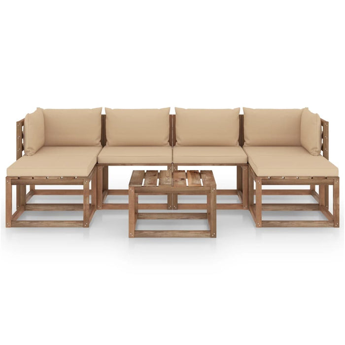 7-tlg. Garten-Lounge-Set aus Paletten mit Kissen Kiefernholz