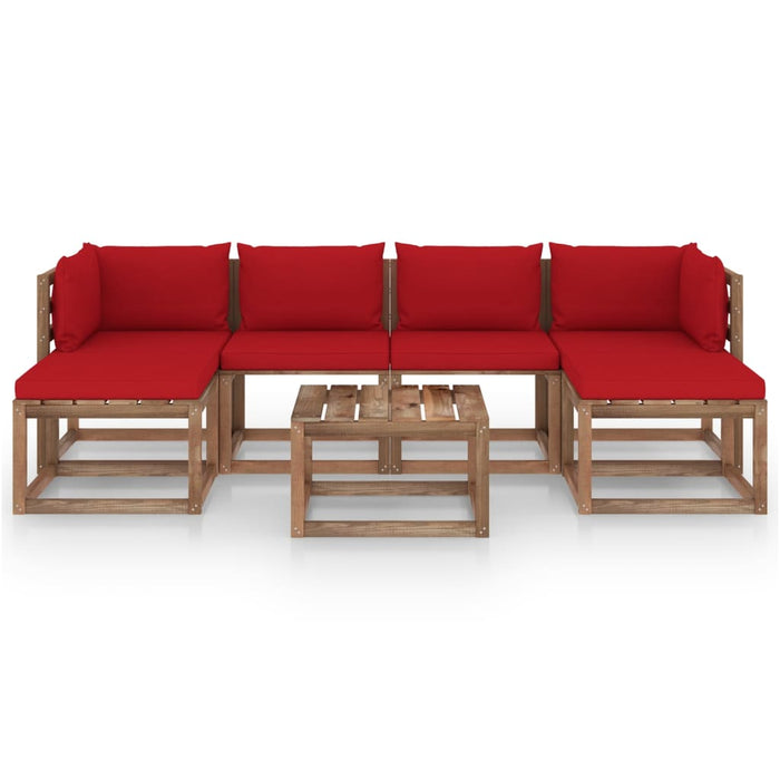 7-tlg. Garten-Lounge-Set aus Paletten mit Kissen Kiefernholz