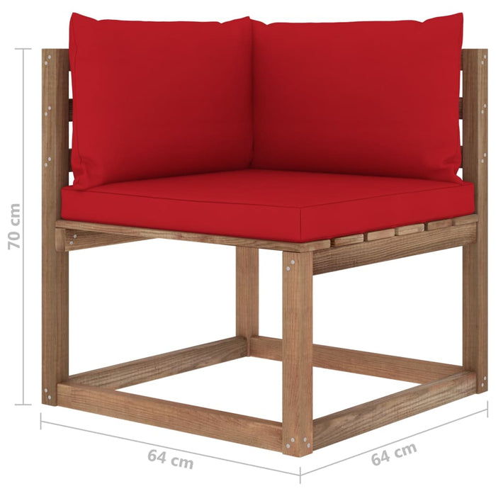 7-tlg. Garten-Lounge-Set aus Paletten mit Kissen Kiefernholz