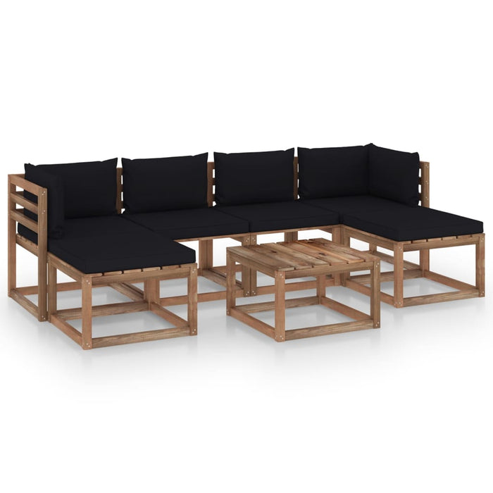 7-tlg. Garten-Lounge-Set aus Paletten mit Kissen Kiefernholz