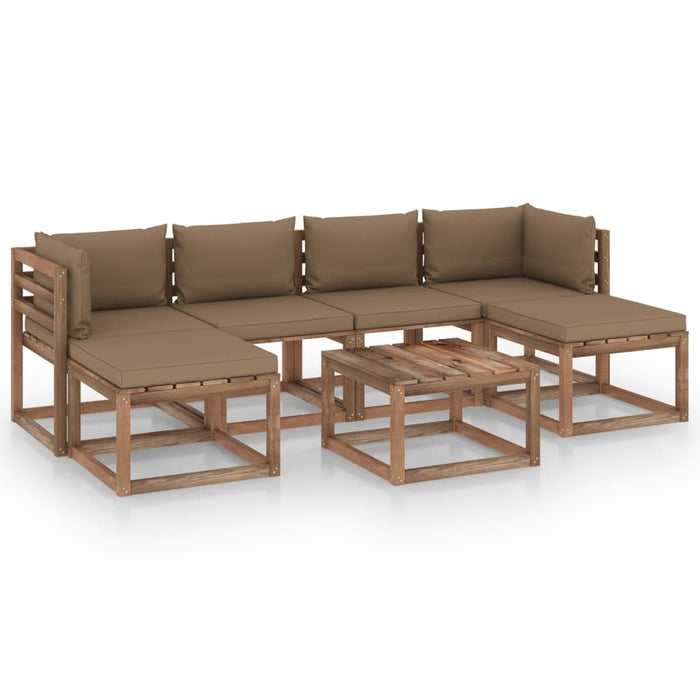 7-tlg. Garten-Lounge-Set aus Paletten mit Kissen Kiefernholz
