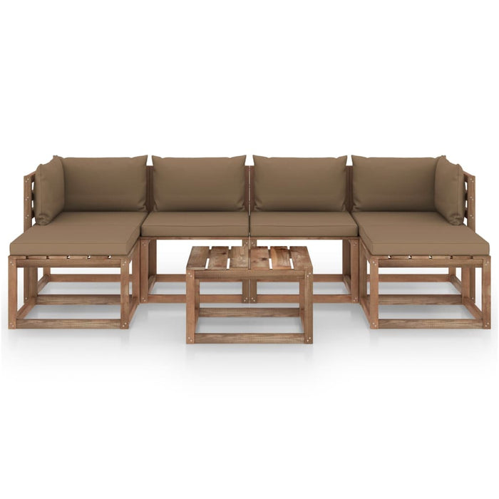 7-tlg. Garten-Lounge-Set aus Paletten mit Kissen Kiefernholz