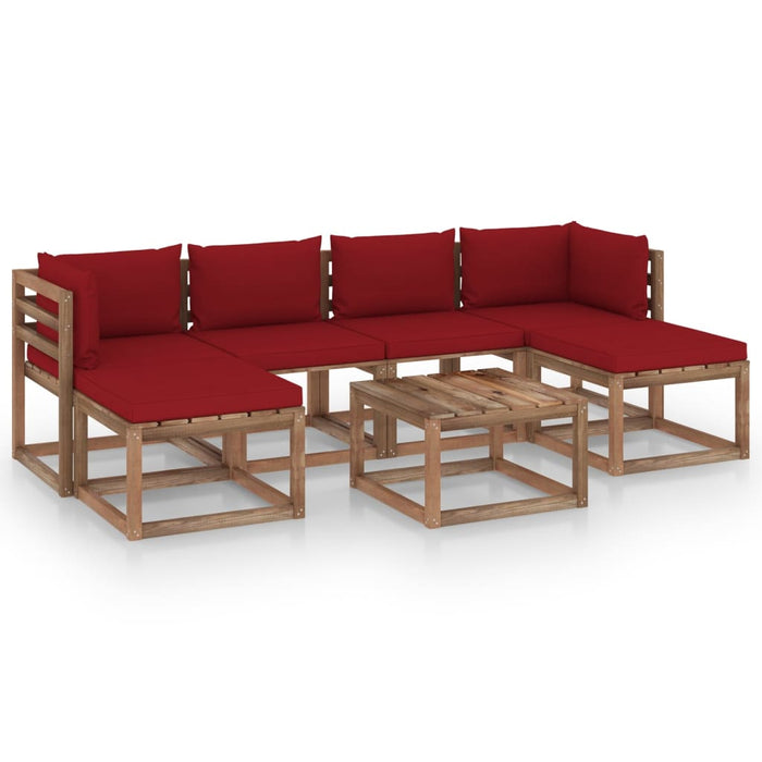 7-tlg. Garten-Lounge-Set aus Paletten mit Kissen Kiefernholz