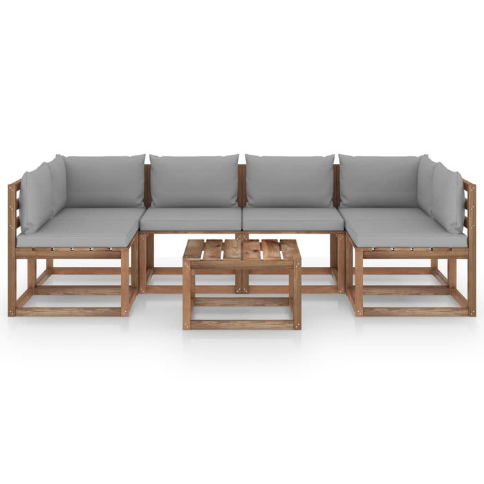 7-tlg. Garten-Lounge-Set aus Paletten mit Kissen Kiefernholz