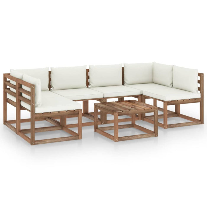 7-tlg. Garten-Lounge-Set aus Paletten mit Kissen Kiefernholz