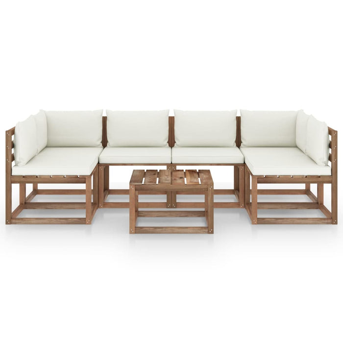 7-tlg. Garten-Lounge-Set aus Paletten mit Kissen Kiefernholz