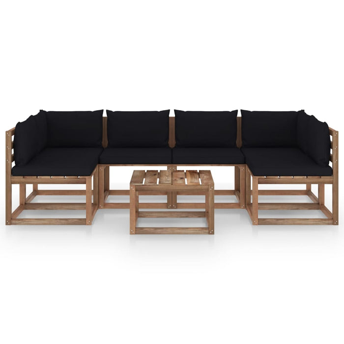 7-tlg. Garten-Lounge-Set aus Paletten mit Kissen Kiefernholz