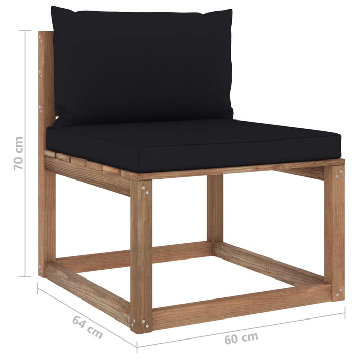 7-tlg. Garten-Lounge-Set aus Paletten mit Kissen Kiefernholz