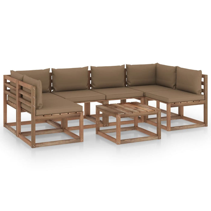 7-tlg. Garten-Lounge-Set aus Paletten mit Kissen Kiefernholz