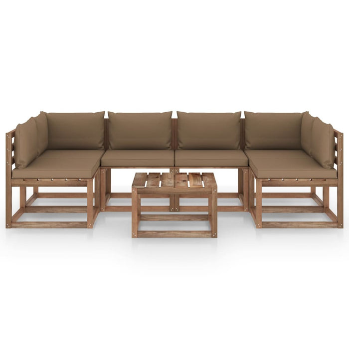 7-tlg. Garten-Lounge-Set aus Paletten mit Kissen Kiefernholz